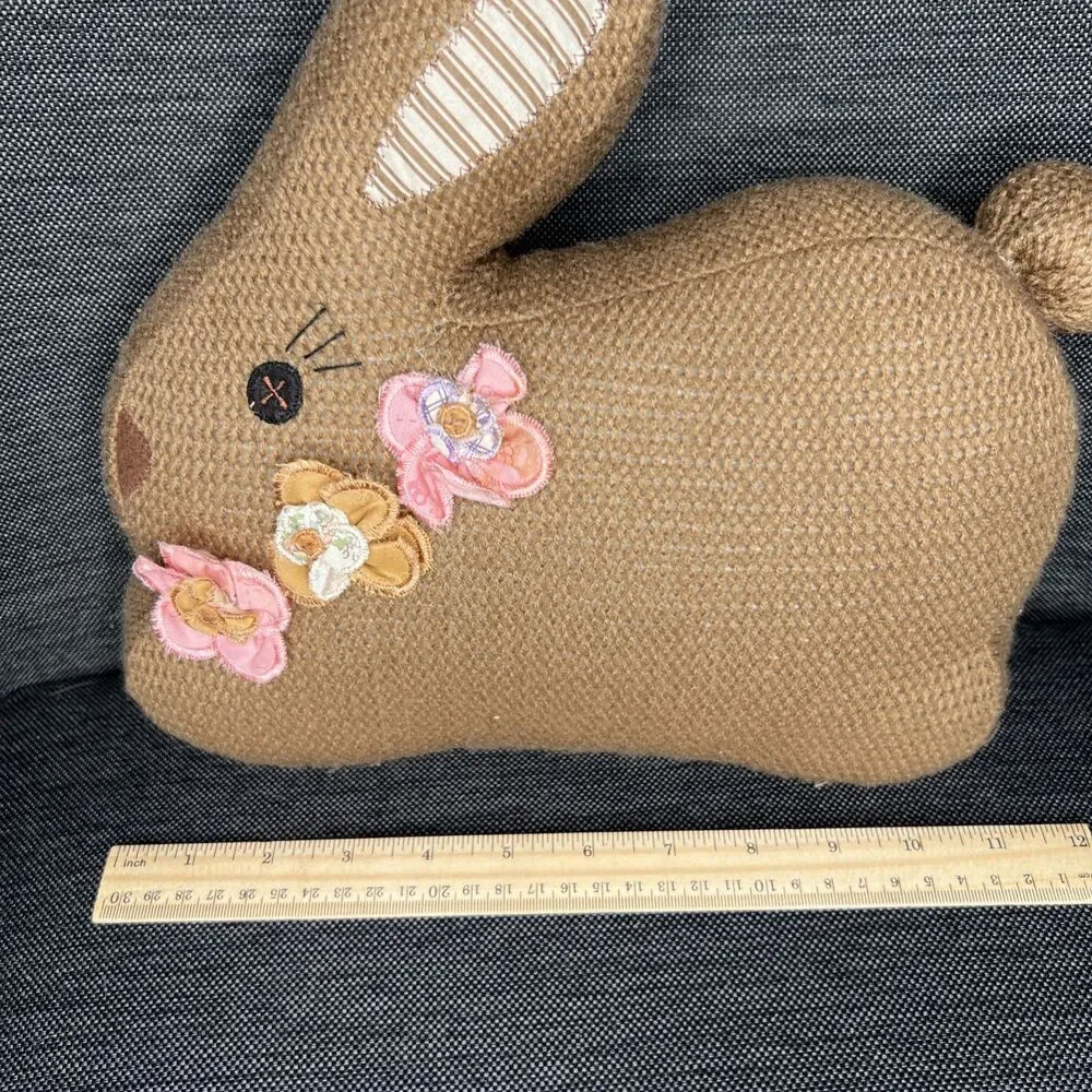 Bunny Shape Knit Pillow Floral Baby Child Room Easter Decor